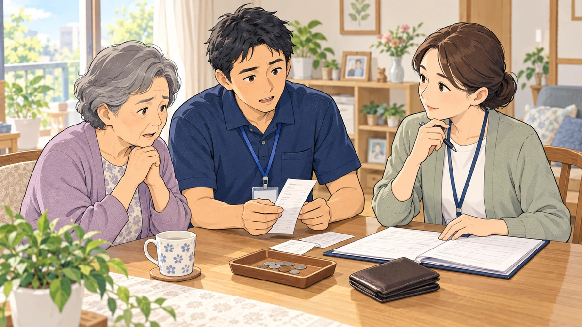 「お金がなくなった」と言われたヘルパーへ｜事実確認と職員を守る事業所の対応を題材にしたイラスト