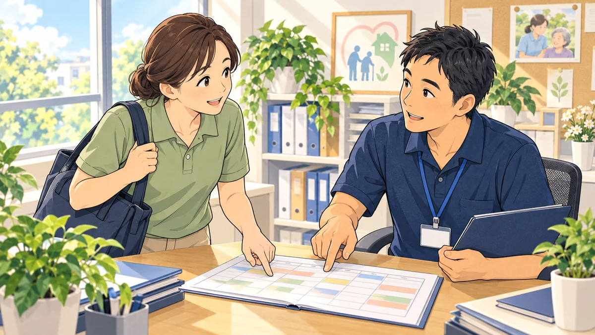 訪問介護は週1日・午前だけでも働ける？短時間ヘルパーが力になる条件を題材にしたイラスト