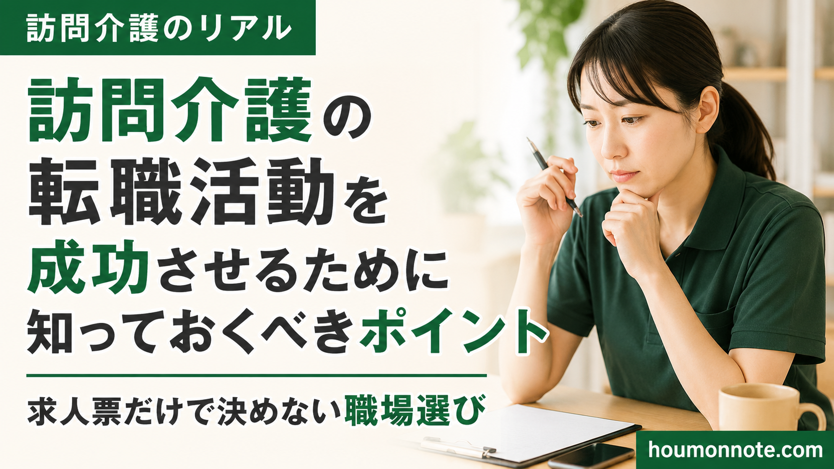 転職活動について求人票を見ながら真剣に考える訪問介護職